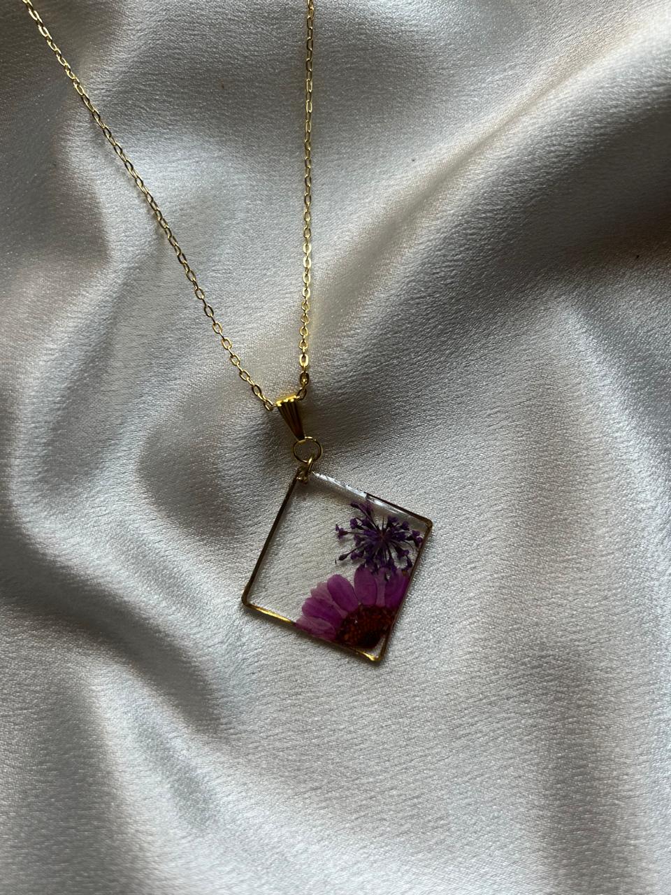 Lavender Bloom Square Pendant