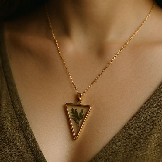 Verdant Charm Triangle Pendant