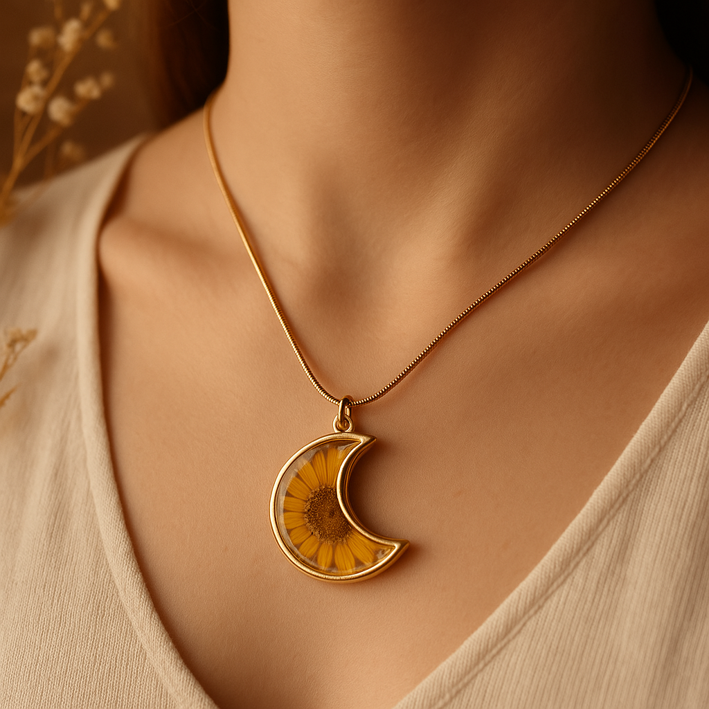 Sun Bloom Crescent Pendant